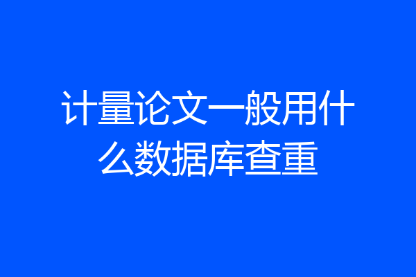计量论文一般用什么数据库查重