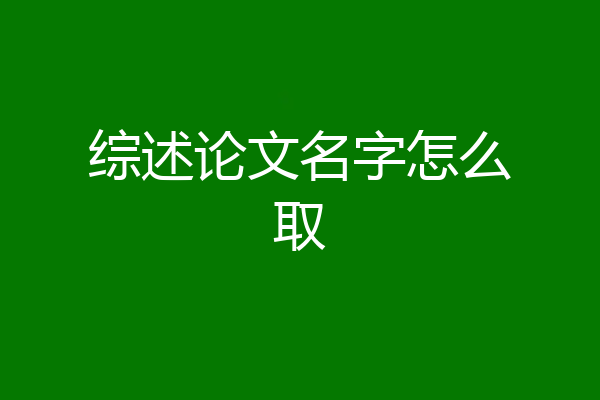综述论文名字怎么取