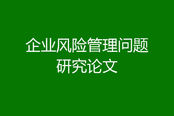 企业风险管理问题研究论文