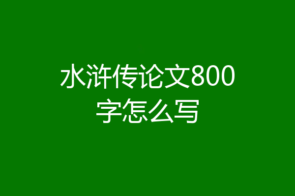 水浒传论文800字怎么写