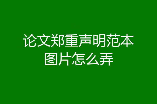 论文郑重声明范本图片怎么弄