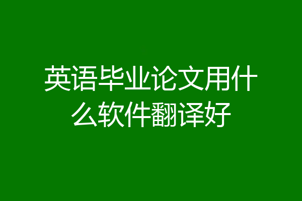 英语毕业论文用什么软件翻译好