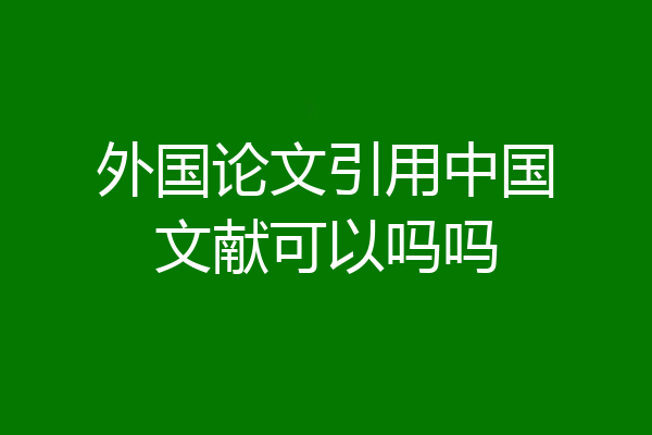 外国论文引用中国文献可以吗吗