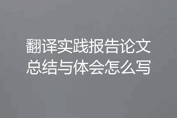 翻译实践报告论文总结与体会怎么写
