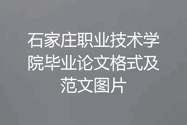 石家庄职业技术学院毕业论文格式及范文图片