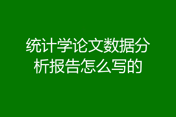 统计学论文数据分析报告怎么写的