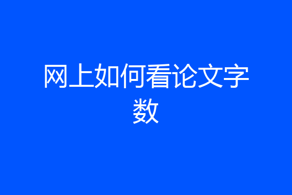 网上如何看论文字数