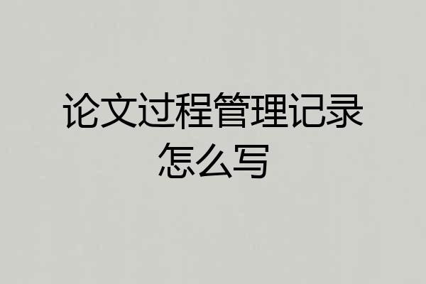 论文过程管理记录怎么写