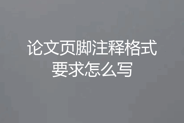 论文页脚注释格式要求怎么写