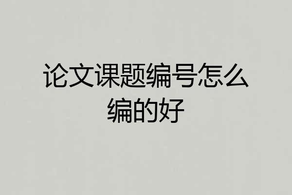 论文课题编号怎么编的好