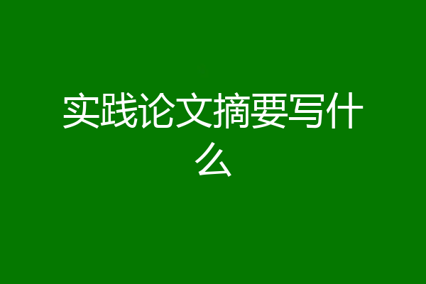 实践论文摘要写什么