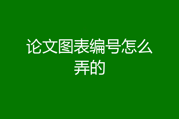 论文图表编号怎么弄的