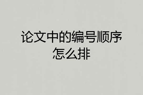 论文中的编号顺序怎么排