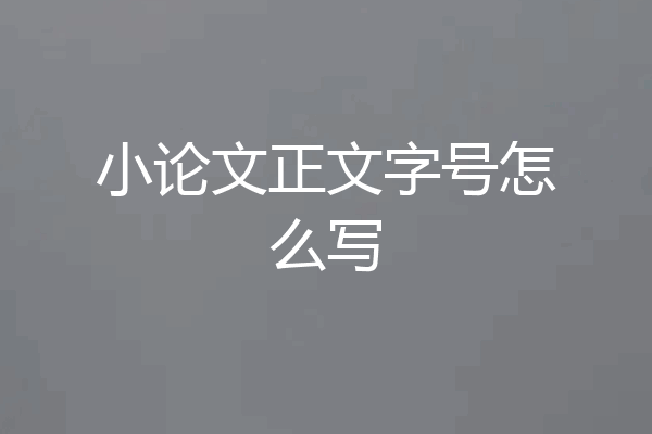 小论文正文字号怎么写