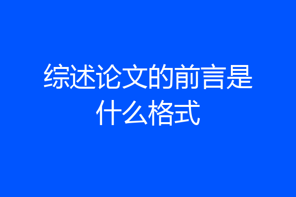 综述论文的前言是什么格式