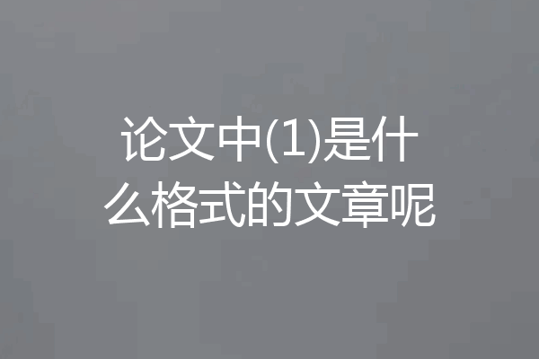 论文中(1)是什么格式的文章呢
