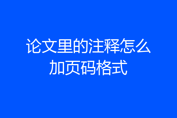 论文里的注释怎么加页码格式