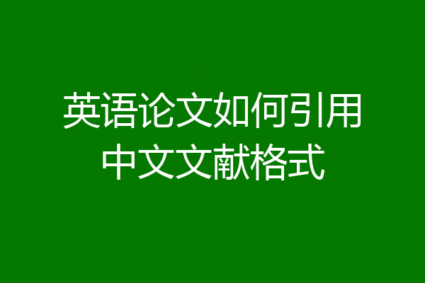 英语论文如何引用中文文献格式