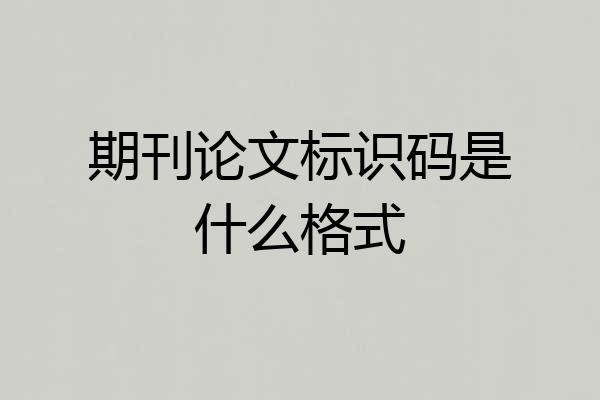 期刊论文标识码是什么格式