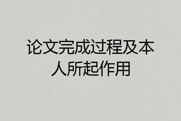 论文完成过程及本人所起作用