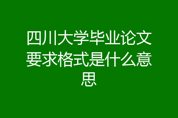 四川大学毕业论文要求格式是什么意思