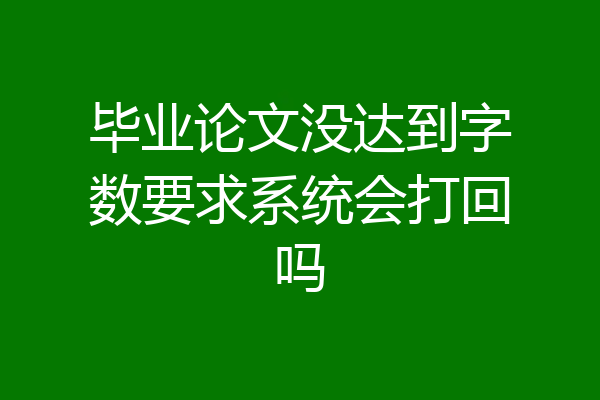 毕业论文没达到字数要求系统会打回吗