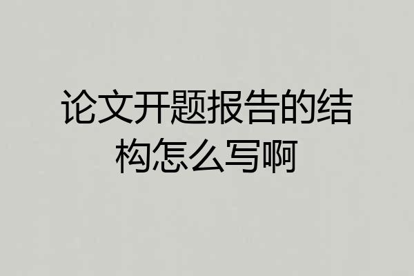 论文开题报告的结构怎么写啊