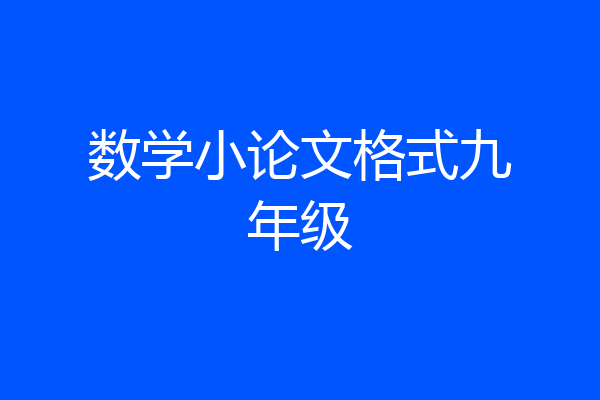 数学小论文格式九年级