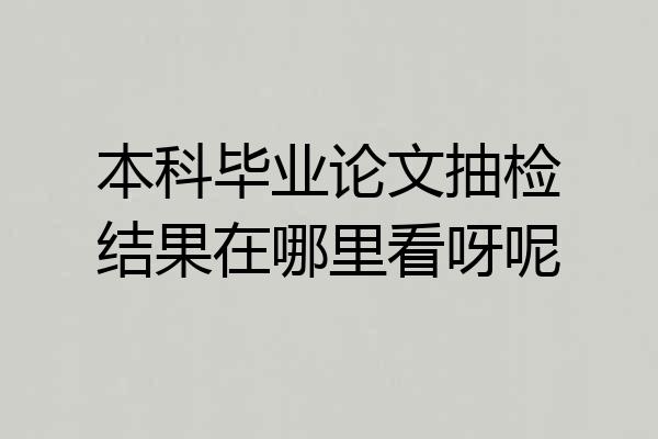本科毕业论文抽检结果在哪里看呀呢