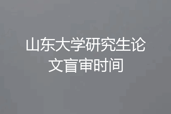 山东大学研究生论文盲审时间