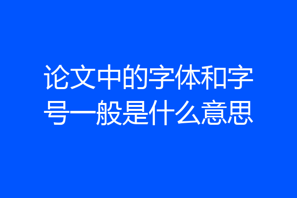 论文中的字体和字号一般是什么意思