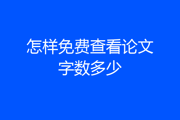 怎样免费查看论文字数多少