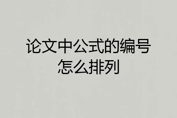 论文中公式的编号怎么排列