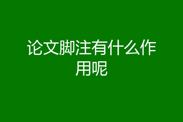 论文脚注有什么作用呢