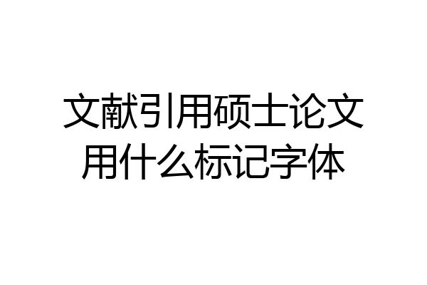 文献引用硕士论文用什么标记字体