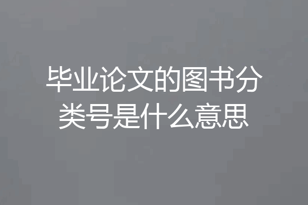 毕业论文的图书分类号是什么意思
