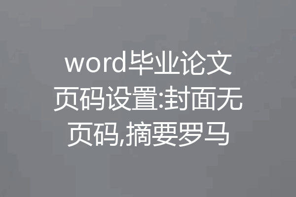 word毕业论文页码设置:封面无页码,摘要罗马