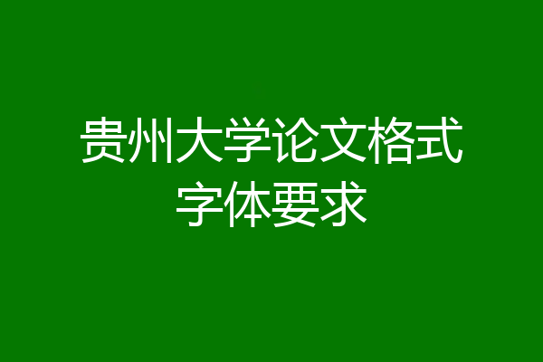 贵州大学论文格式字体要求