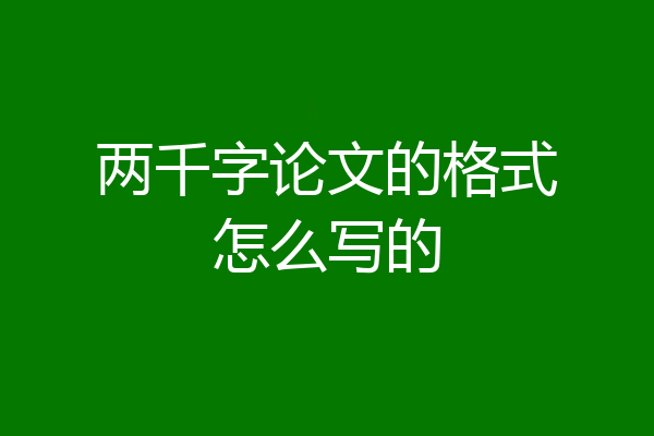 两千字论文的格式怎么写的