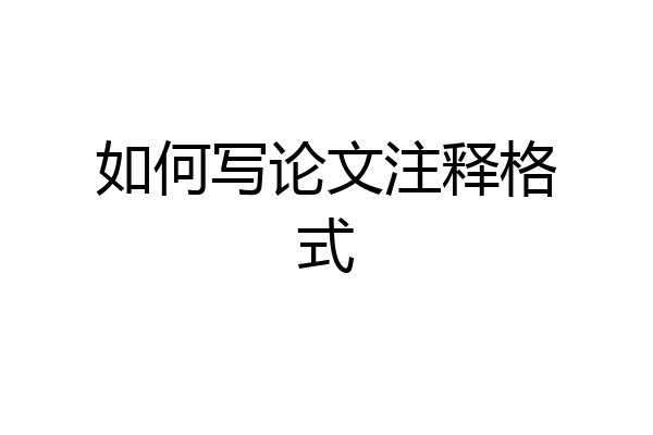 如何写论文注释格式