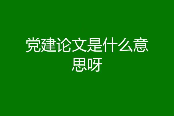 党建论文是什么意思呀