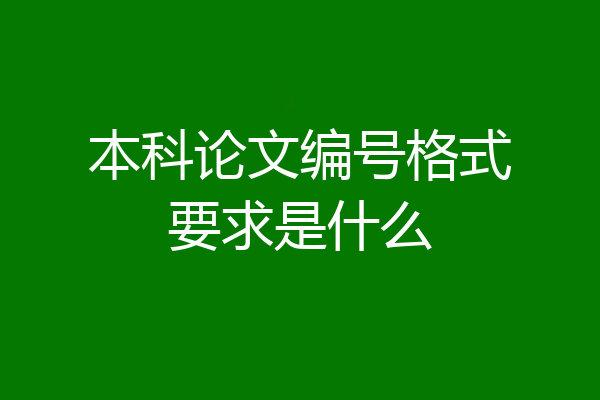 本科论文编号格式要求是什么