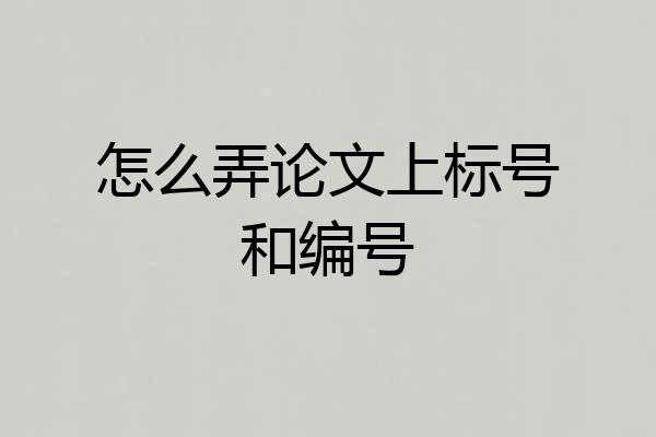 怎么弄论文上标号和编号
