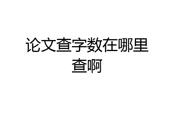 论文查字数在哪里查啊