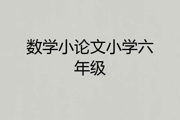 数学小论文小学六年级
