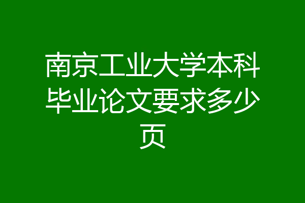 南京工业大学本科毕业论文要求多少页