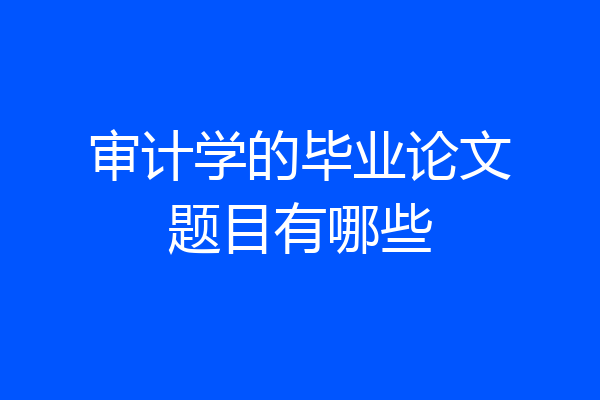 审计学的毕业论文题目有哪些