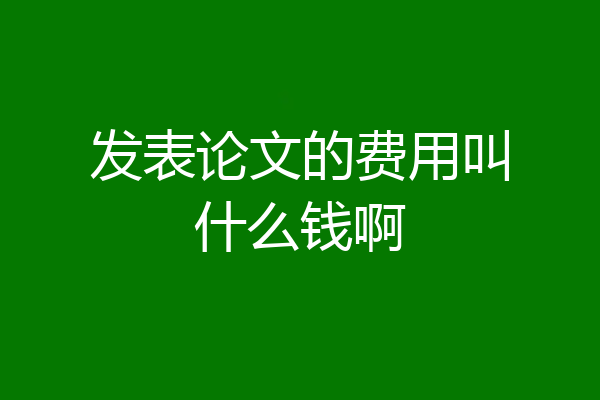 发表论文的费用叫什么钱啊