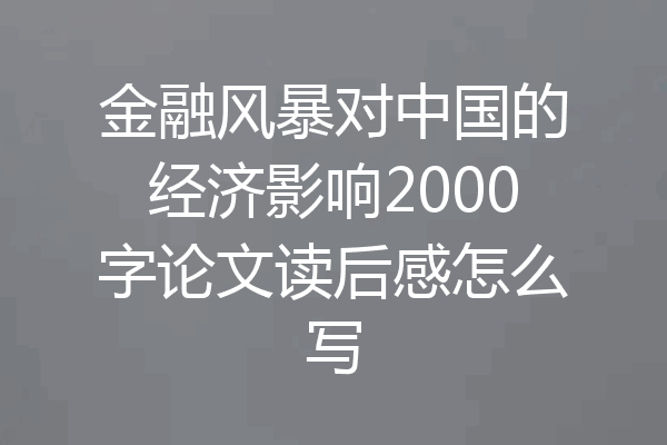 金融风暴对中国的经济影响2000字论文读后感怎么写