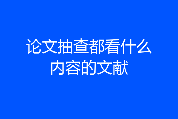 论文抽查都看什么内容的文献